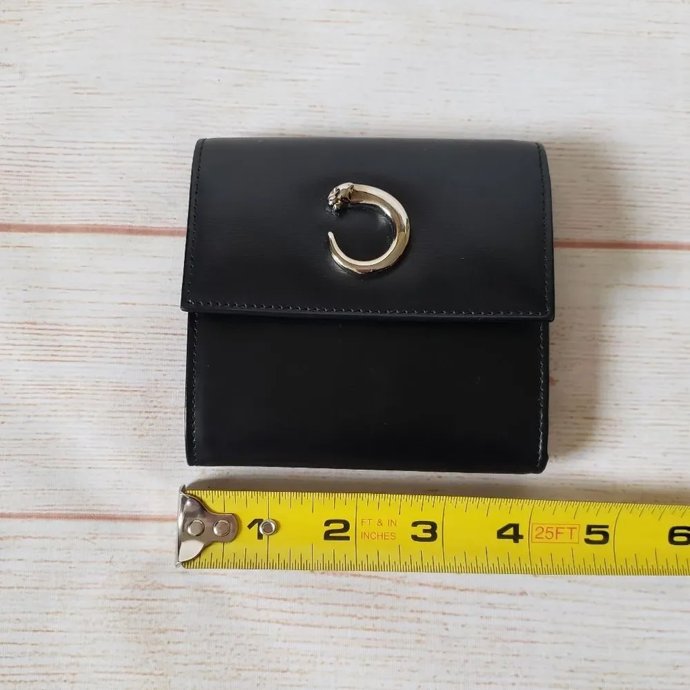 Authentic Cartier Leather Compact Unisex Wallet Black Designer Classic Piece